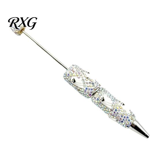 Sparkly Rhinestone Pen Beadable Pen, Glitter Plastic Beaded Halloween Pumpkin Ghost Skull Office Supplies Gel Ink for DIY Craft Making, School Set