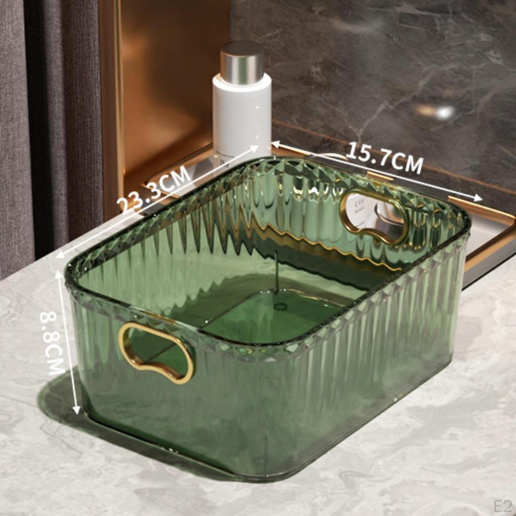 Acrylic Makeup Storage Bin Jewelry Organizer Built In Handles 23.3x15.7x8.8cm Basket