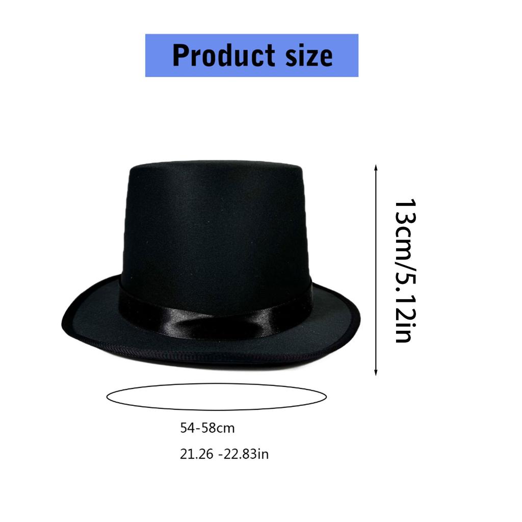 Bright Color Magicians Hat for Women Men with Satin Belt Tall Hat Cosplay Costume Adult Theme Party Stage Performers Hat