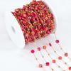 1M Stainless Steel Round Crystal Beaded Chains Gold Color Link Chain for DIY Boho Necklace Bracelet Chain Jewelry Making Materia