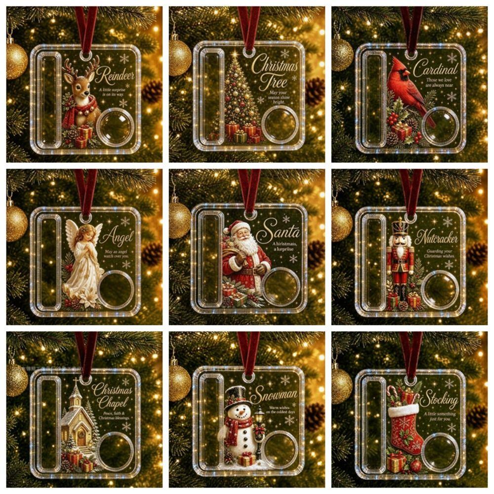 50pcs Nutcracker Design Acrylic Cash Ornament Portable Size Xmas Candy Storage Hanging Kids Gifts