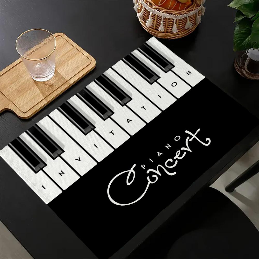 Set da 4 tovagliette geometriche bianche e nere personalizzate in cotone e lino per tavolo da pranzo, sottobicchiere, sottotazza per ciotola/tazza, decorazione per la casa 10.11WJY