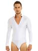 Camisa de baile de manga larga con cuello en V y lentejuelas brillantes para hombre Ropa de baile de una pieza