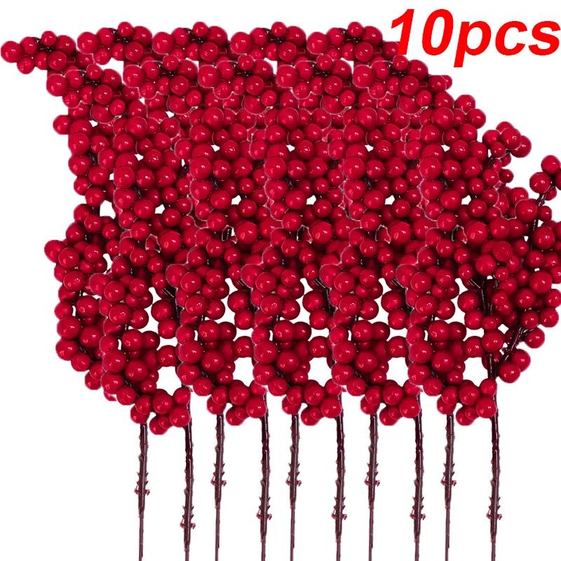 

Искусственные ягоды ветки DIY красные стебли ягод падуба венок рождественские искусственные цветы растения рождественские елочные украшения для вечеринки домашний декор