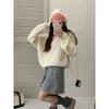 Pit Strip Loose Half-open Neck Pullover Sweater Women's Candy Color Autumn Lazy Wind Versatile Hooded Pullover Sweater