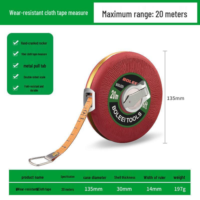 Leather Non-slip Soft Tape Measure - 20, 30, 50, 100 Meters Cloth Ruler