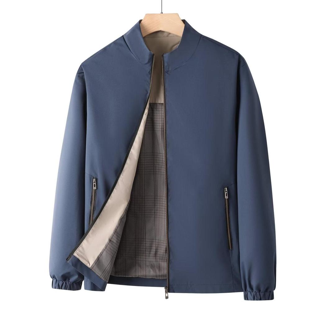 Men's Autumn Business Casual Stand Collar Jacket - Versatile Lightweight Jacket for Middle-aged and Elderly.
