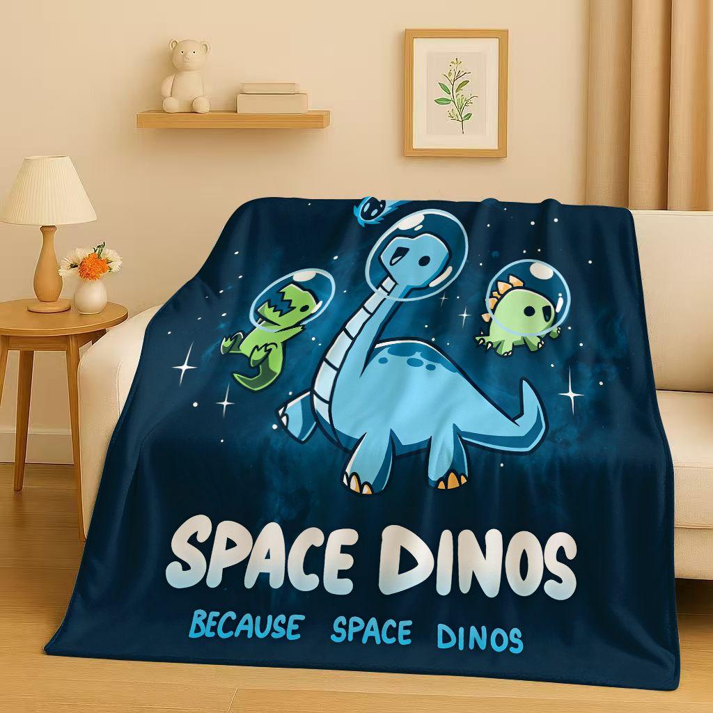 2026 New Space Dinosaur Cartoon Dino Art Flannel Blanket,Ultra Soft Warm Plush Throw for Home Bedroom Bed Sofa Cover Kids Gift