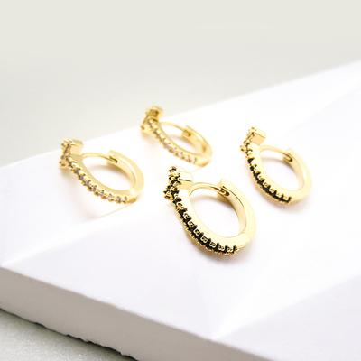 Light Luxury Niche Retro Cross Earrings Micro-set Zircon Punk Style