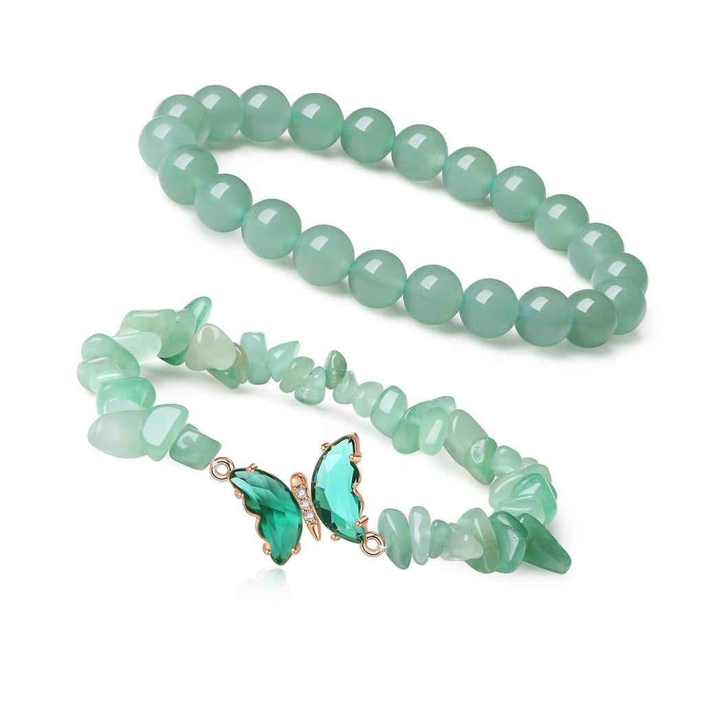 צמיד פרפר קריסטל אופנתי צמיד פרפר קריסטל ייחודי עם חרוזי אבן טבעית לאוהבי אופנה