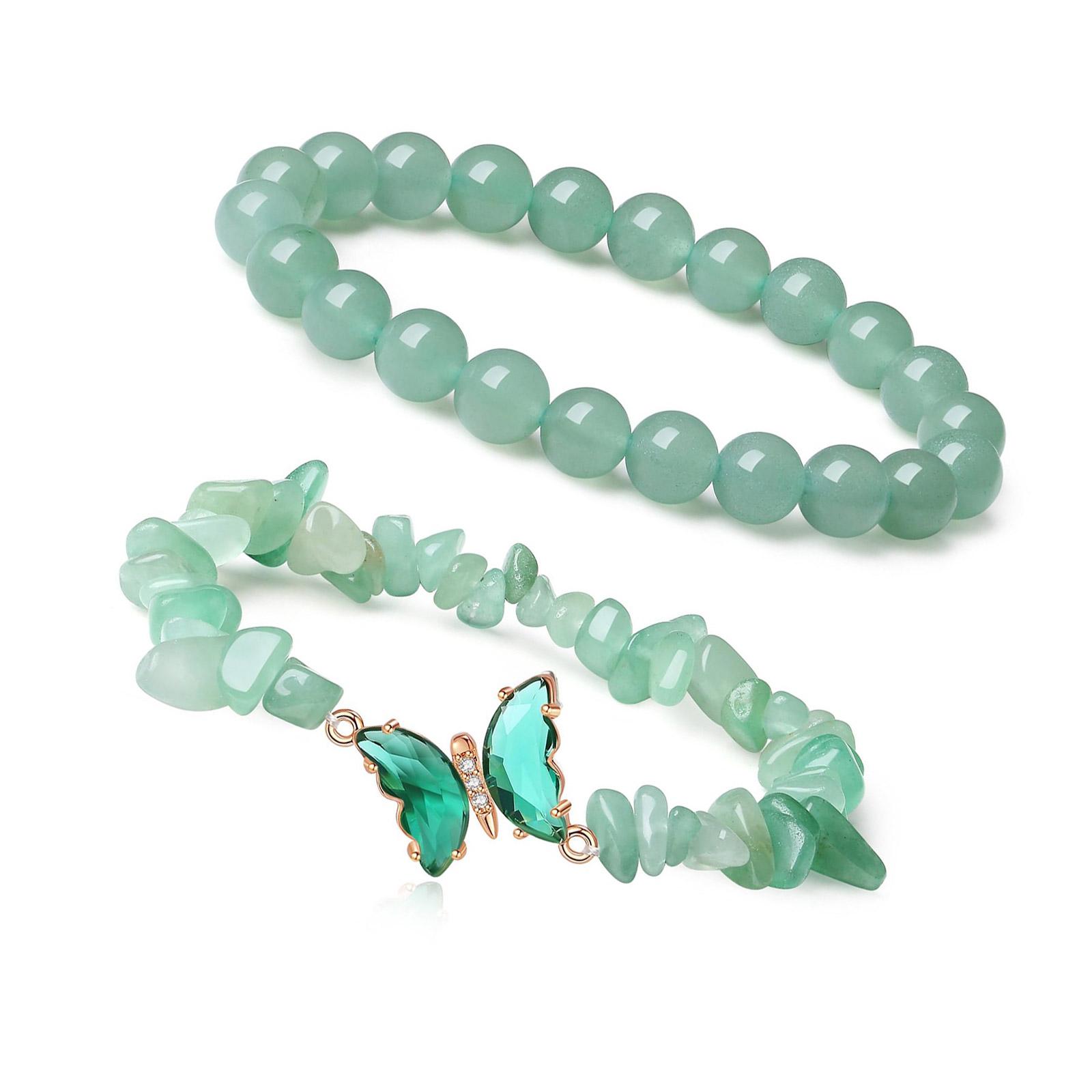 

Модный браслет с хрустальной бабочкой Уникальный браслет с хрустальной бабочкой с натуральными каменными бусинами для любителей моды зелёный