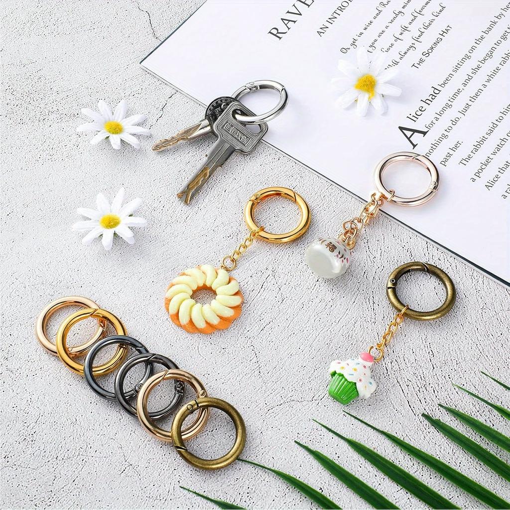5 Spring O-Ring Alloy Circular Snap Trigger Spring O-Ring Snap Ring Keychain for Bags and Handbags DIY Crafts