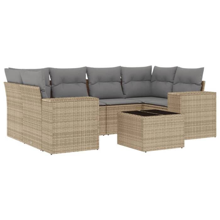 VidaXL Salon de Jardin avec Coussins 7 pcs, Canapés de Terrasse, Ensemble de Meubles de Patio, Mobilier d'Extérieur, Beige 3222318