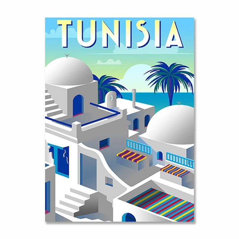 Nordic Vintage Metal Tin Signs Travel Cities Posters Turkey Dubai Tanzania Landscape Retro Plate Home Wall Decor Room Decoration