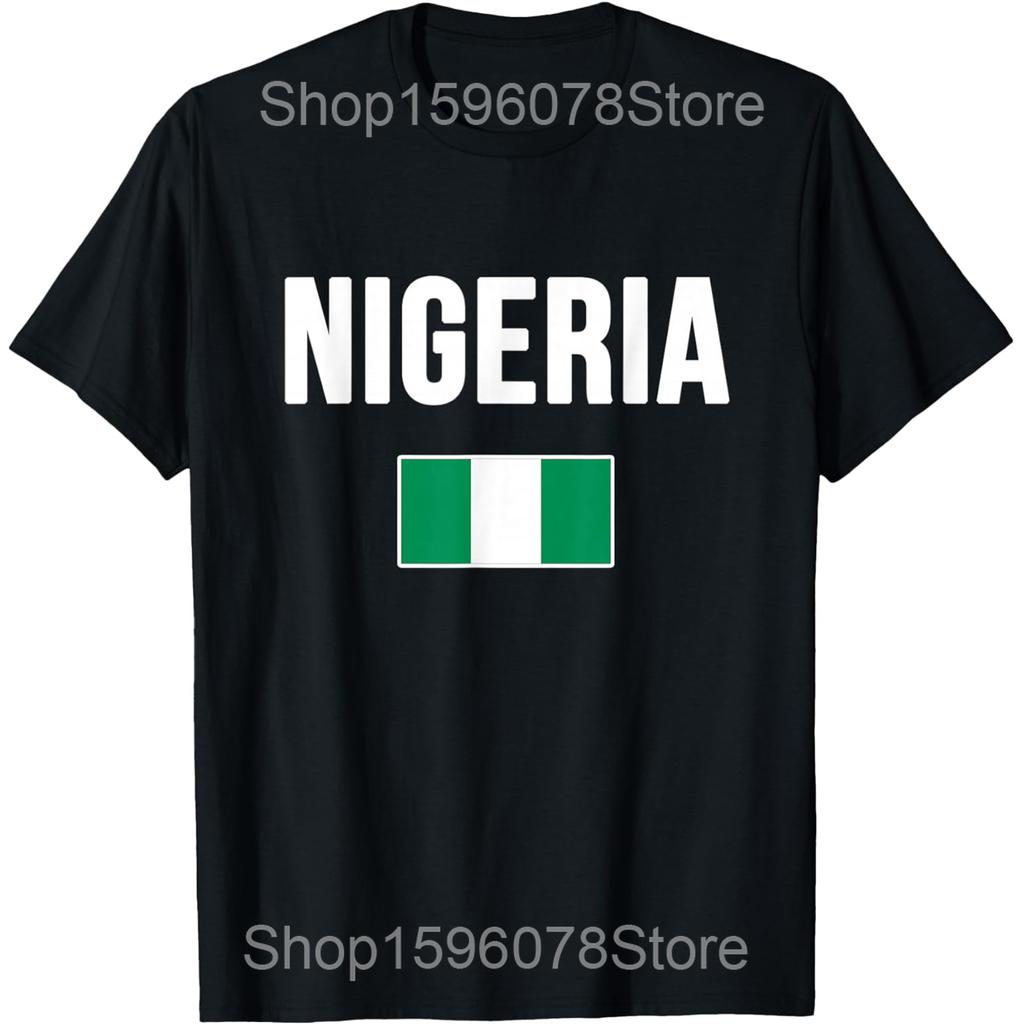 Nigerian Flag Heartbeat Nigeria T Shirts Men Women Pure Cotton Humor Streetwear Tee Shirt Short Sleeve Unisex Loose Clothing