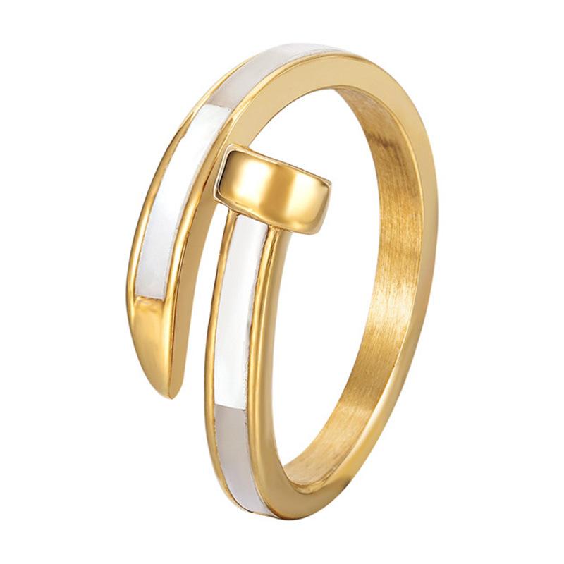 Personality Trend Nail Opening White Fritillary Ring Women's Niche Design Ins Ring Electroplated Titanium Steel