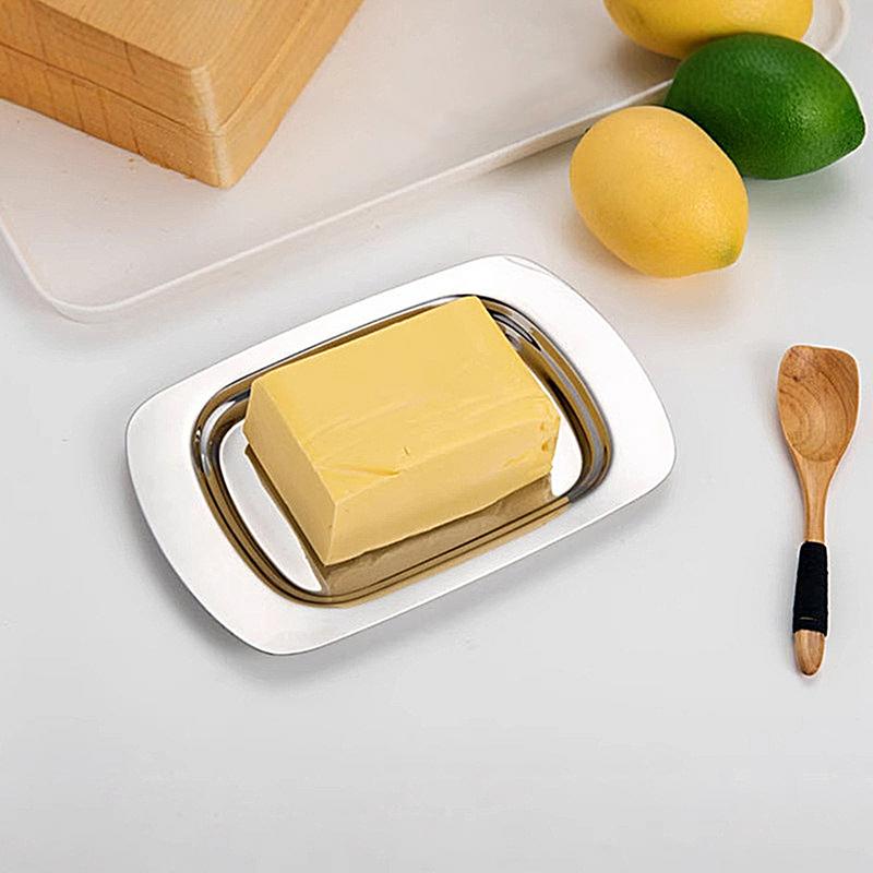 Butter Storage Box Cake Bread Fruit Container Stainless Steel Steak Salad Biscuit Serving Tray for Restaurant Hotel Kitchen
