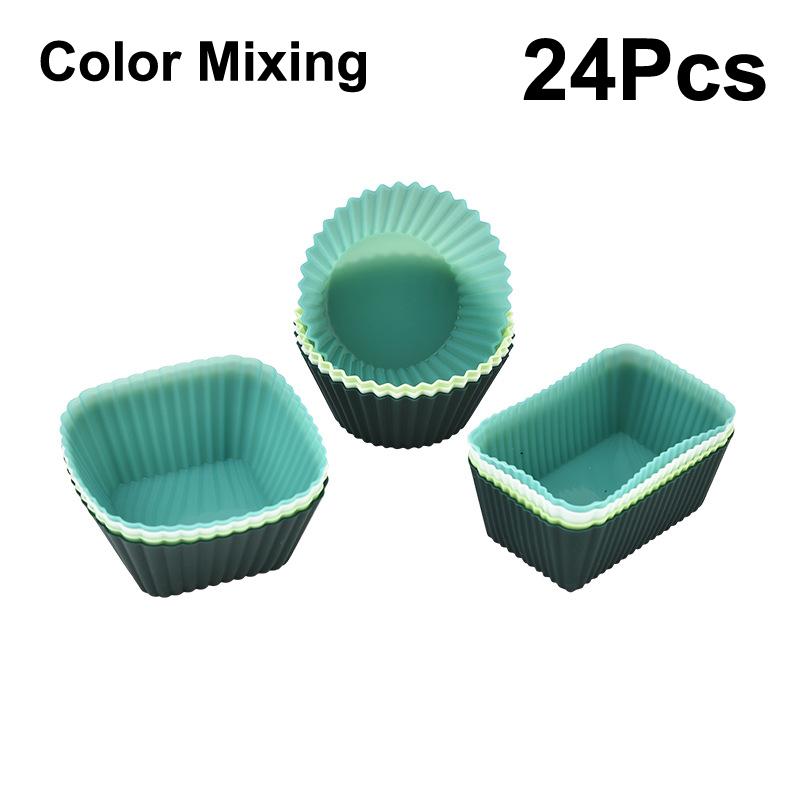 12/24Pcs Silicone Cake Mold Round Shape Baking Molds for Cupcakes Pudding Jelly Cups Pastry Home Kitchen Bakeware BPA Free
