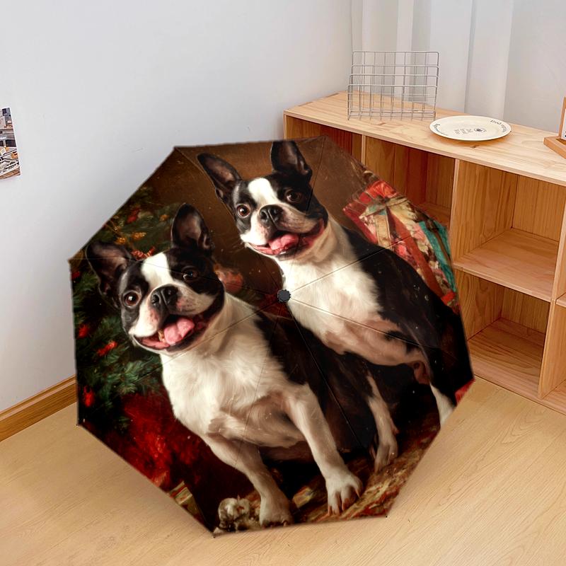 Christmas dog, automatic folding umbrella, portable and foldable design, 8 ribs, a Christmas or birthday gift.