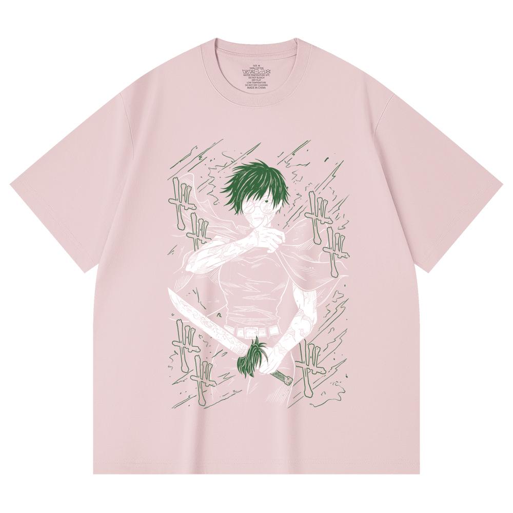 230 Gsm 100% Cotton Jujutsu Kaisen V10 Maki Print Unisex Heavy Cotton T Shirt