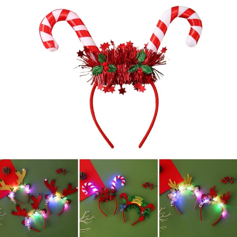 Christmas Glowing Tinsel Headband Festival Hair Hoop Party Performances Headpiece Halloween Party Costume Prop Unisex