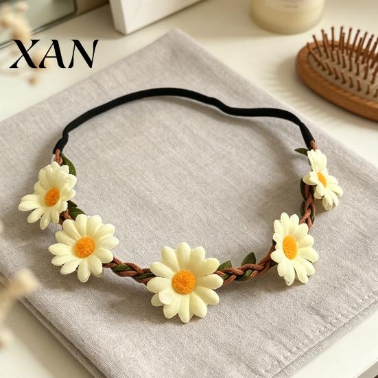 Adjustable Daisy Crown for Girls Sunflower/Daisy Wreath Headband Women Girls, Flower Headpiece, Daily Wear Silk Beach Photography Summer Dress