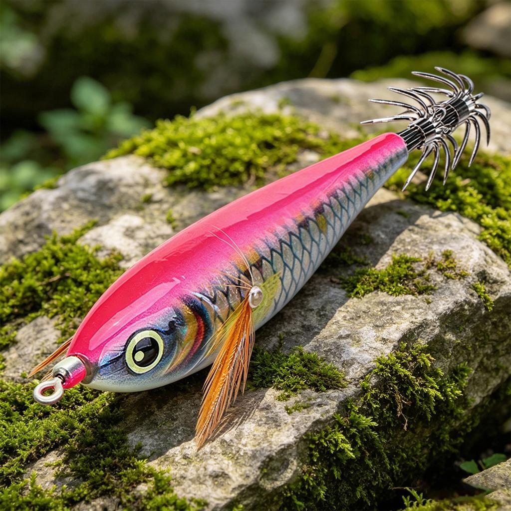 Fishing Squid Jigs Cuttlefish Lures Double-Layer Rust-Proof Luminous Shrimp Prawn Sleeve Jig Hooks for Saltwater Fishing