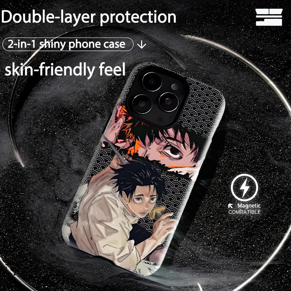 Custodia per Telefono Anime Yuta Okkotsu Jujutsu Kaisen Magnetica 2 in 1 Guscio Lucido Per iPhone 17 16 e 15 14 13 12 11 Pro Max Plus mini XS