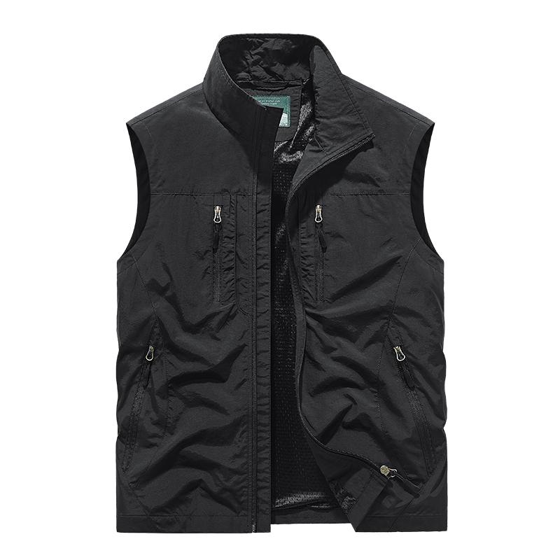 6XL Plus Size Men's Summer Outdoor Hiking Vest Tactical Multi-pocket Lightweight Soft Shell Utility Travel Safari Cargo Vest Men