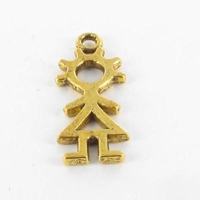 MégaCréa - Gold Girl Snowman Metal Charm (10 Pieces)