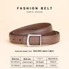 Women's Red Cowhide Leather Belt with Square Buckle - Trendy Decorative Waist Cincher