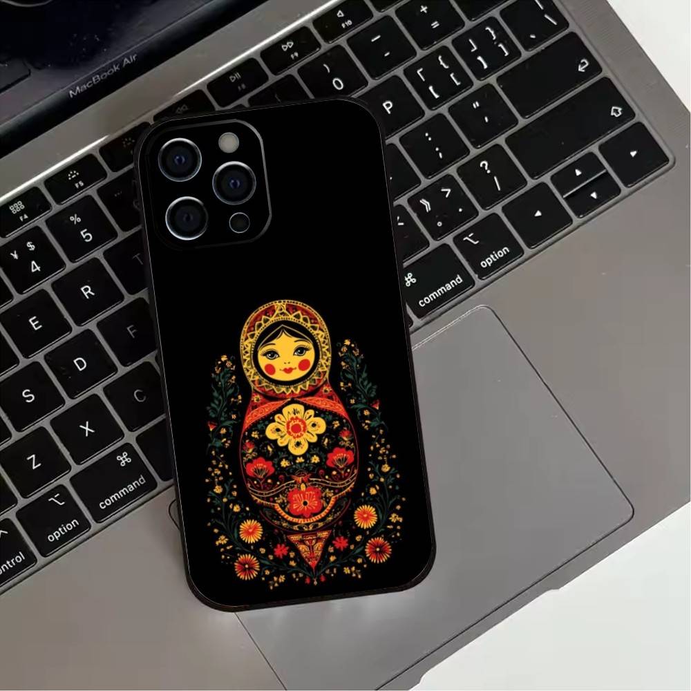 

Русская Матрешка Художественный Чехол для Телефона iPhone 17,16,15,14,13,12,11 Plus,Pro Max,XS,Мягкий Силиконовый Черный Чехол iPhoneXSMAX