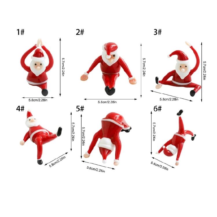 Christmas Decorative Figurine Santa Clauses Ornament Glass Yogas Santa Clauses Figurines for Holiday Car Home Decorations