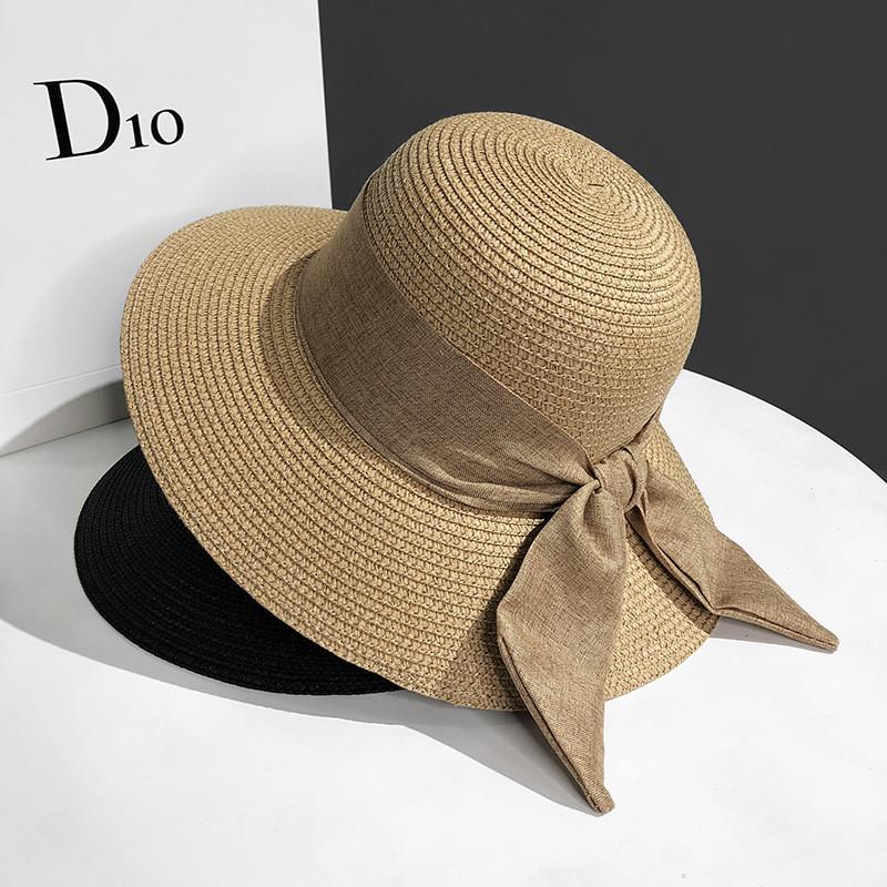 Womens Chic Straw Beach Hat Adjustable Fit Elegant Bow Perfect Outing Summer