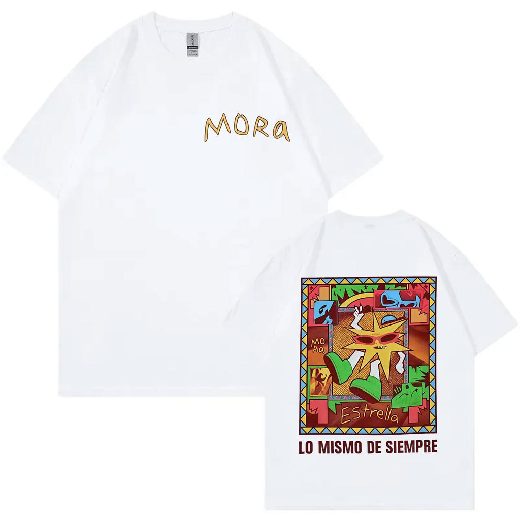 Tops Singer Mora Lo Mismo De Siempre 2025 New Album TShirt Vintage Rock Short Sleeve T Shirts Men Women Fashion Y2k TShirts