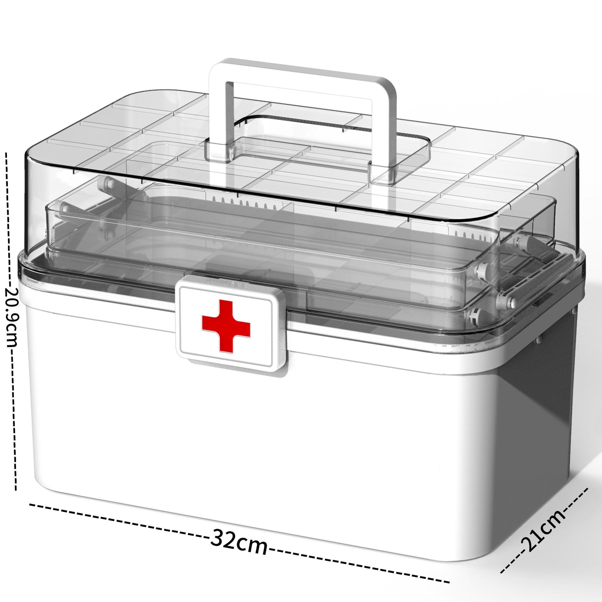 

Тришарова прозора портативна коробка для зберігання ліків великої місткості