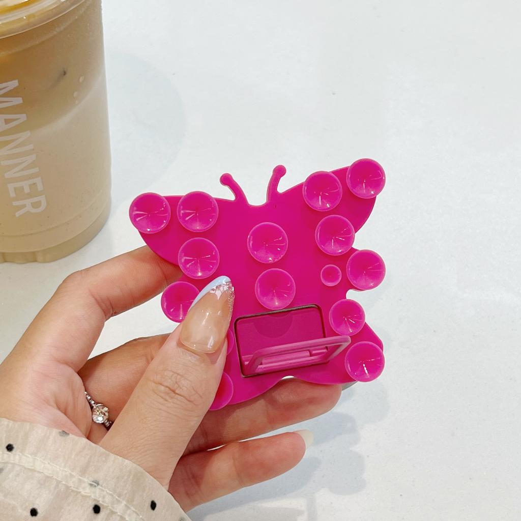 Butterfly Silicone Suction Cup Phone Stand Holder Portable Desktop Kickstand Square Ring Holder
