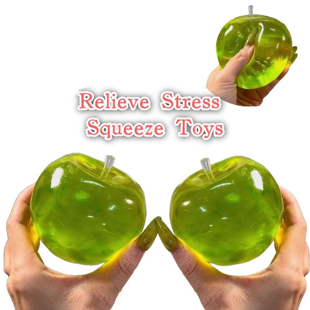 Handcrafted Stress Relief Ball Green Apple-Shaped Slow Rebound Fruits Squeeze Toy Funny Lifelike Novelty Prank Toy Calming
