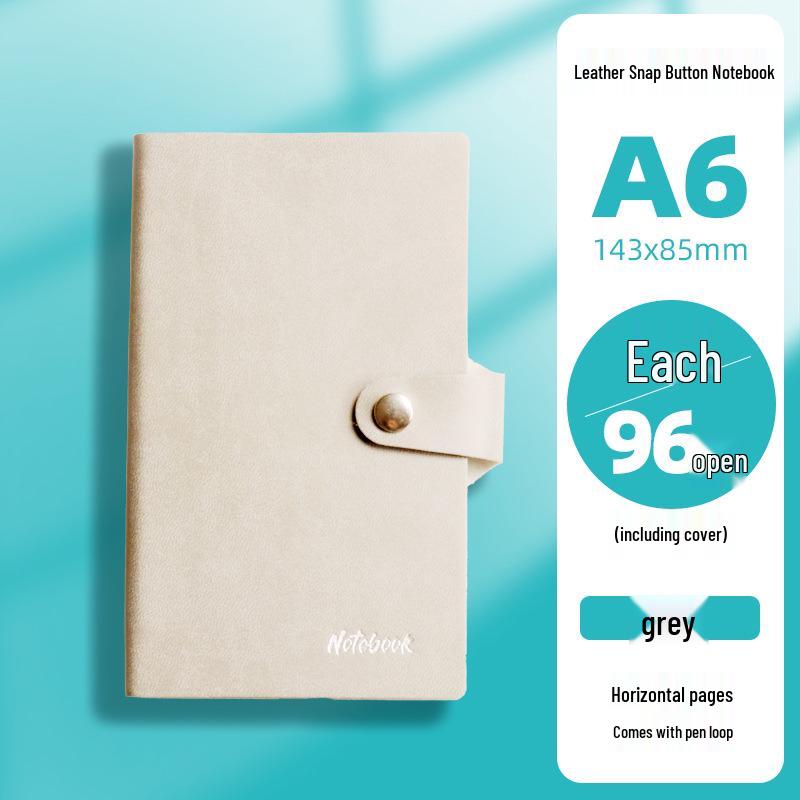 

A6 Retro Leather Cover Pocket Notebook, 96 Thickened Sheets, Simple and Portable with Buckle. Standard
