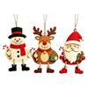 3 Pcs 2D Flat Christmas Tree Ornaments Wooden Christmas Decor Xmas Hanging Pendant  Christmas Tree