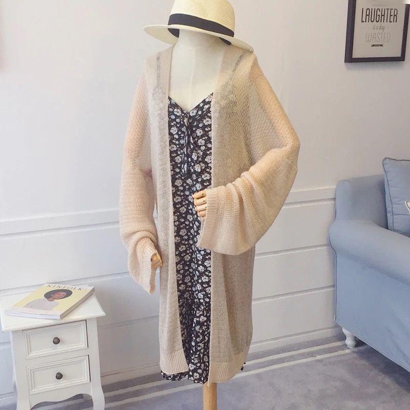 2025 Chic Loose Knit Cardigan: Women's Mid-Length, Lightweight, Sun-Protective Summer Wear