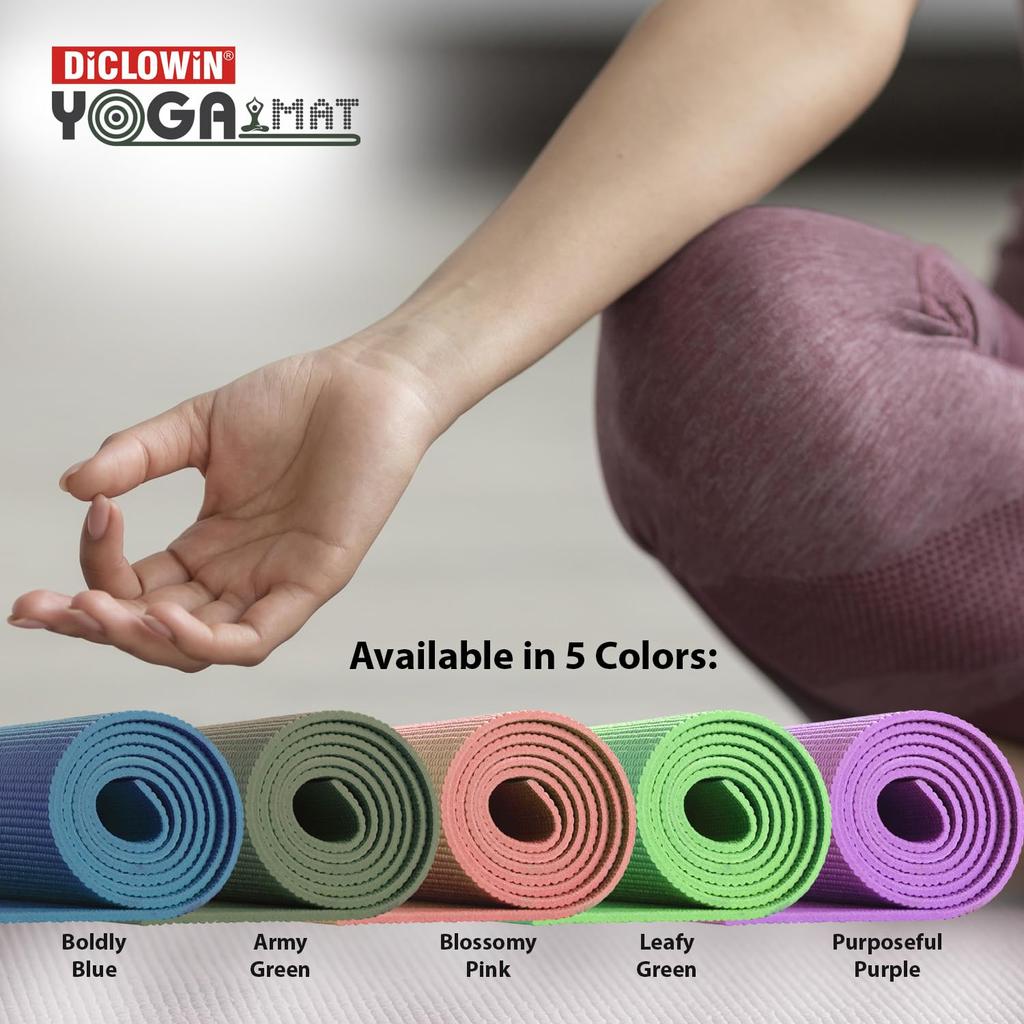 Коврик для йоги | 6 мм, противоскользящий, с дополнительным сцеплением | В комплект входит ремень для хранения | Упражнения, растяжка, отдых и йога для мужчин, женщин, детей и пожилых людей (Армейский Зеленый)