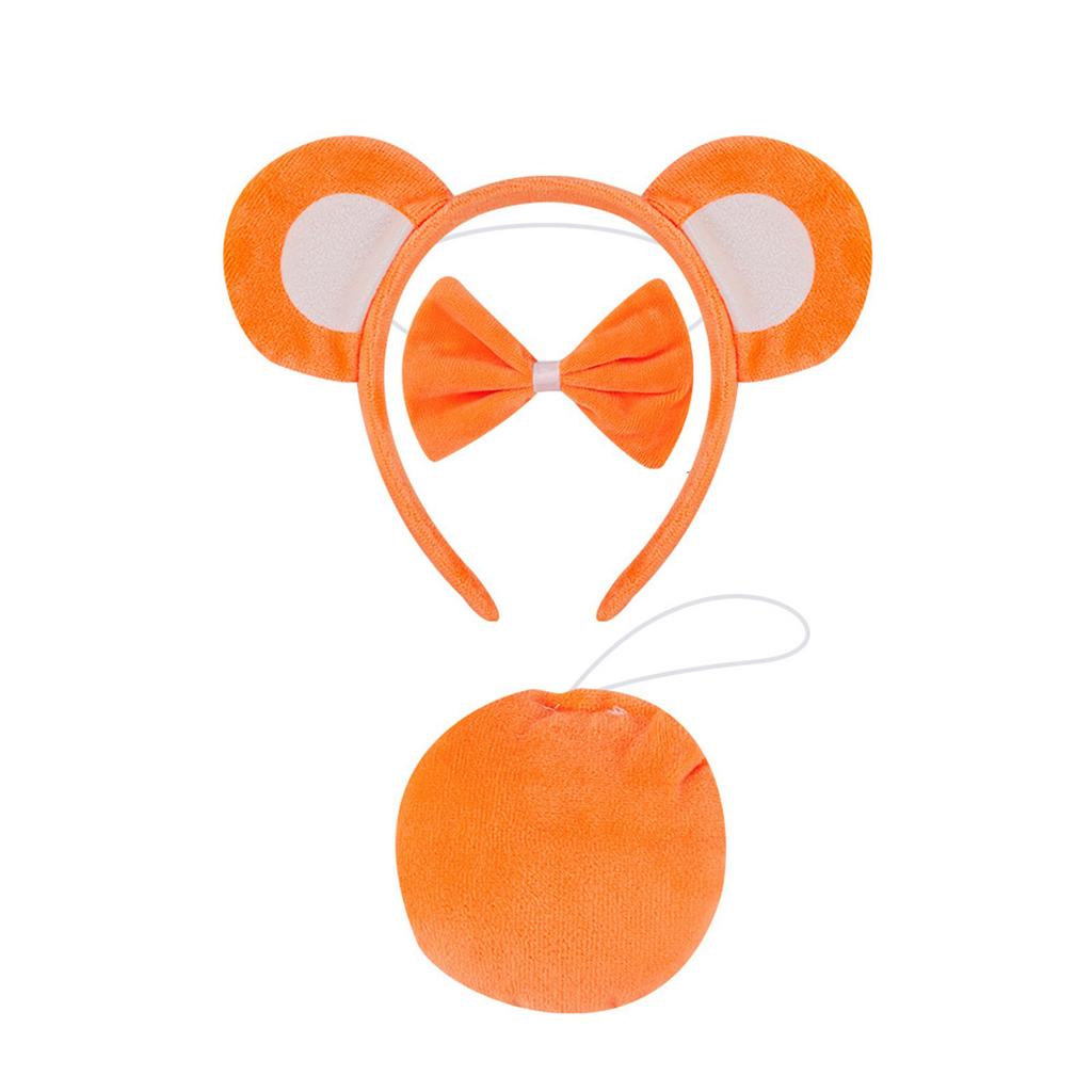 Cartoon Bear Ears Headband Bows Tie Mini Skirt Fashionable Soft Fabric Hair Accessory for Women and Kids