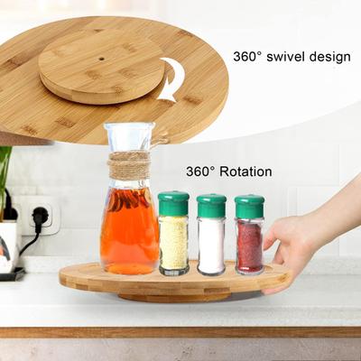 Spice Storage Tray Bamboo Turntable Condiment Storage Organizer Versatile Organizer for Home Kitchen