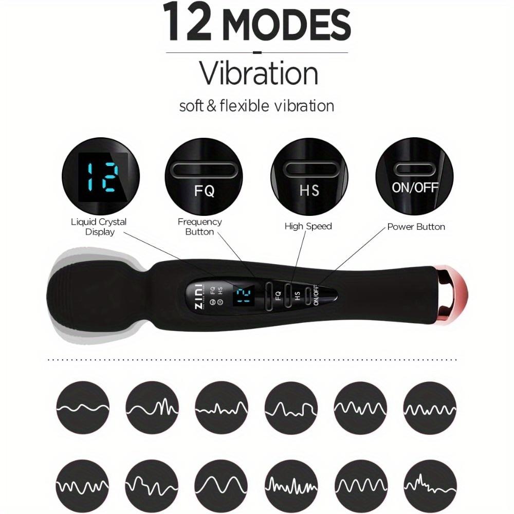 12 Patterns Rechargeable Vibrator Quiet Powerful Massager Digital Display Wand Massager Dildo for Women Couples Adults Pleasure Toys Sex Toys