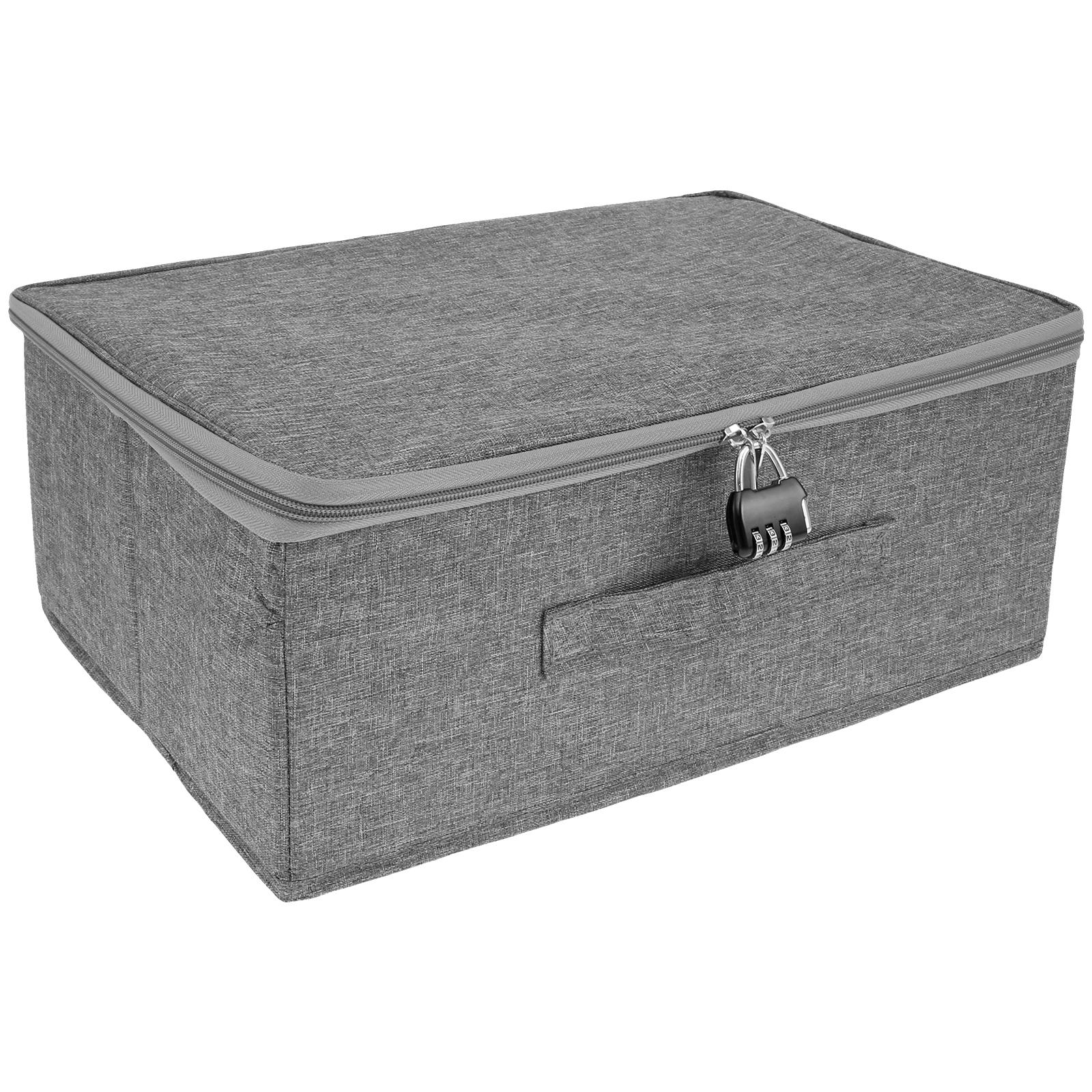 

Clothing Storage Box with Cipher Lock Travel Trunk Foldable Portable Dustproof Large Capacity Quilts Clothes Organizer Case серый