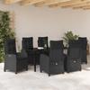 VidaXL Ensemble de salle à manger de jardin de 7 pièces avec coussins en rattan poly noir 3380376