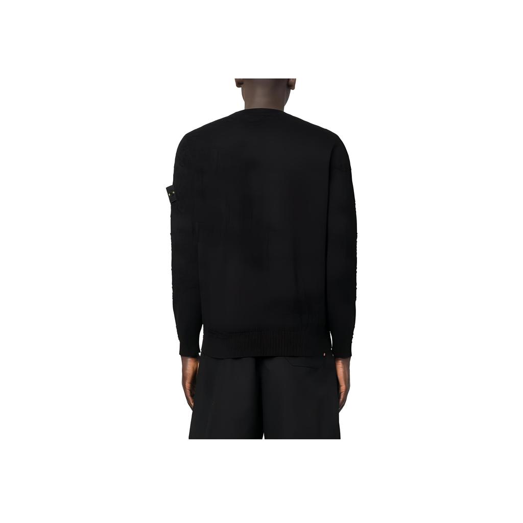 STONE ISLAND Compass Motif Crewneck Jumper Black Men Tops 7815515B3-V0029