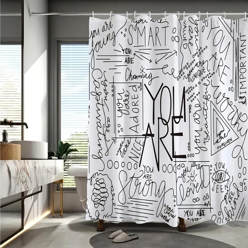 Just Keep Swimming Quote Shower Curtain 1Pc With 12 Hooks For Bathroom Home Decor Polyester 2D Flat Print 70.8X70.8 Inch