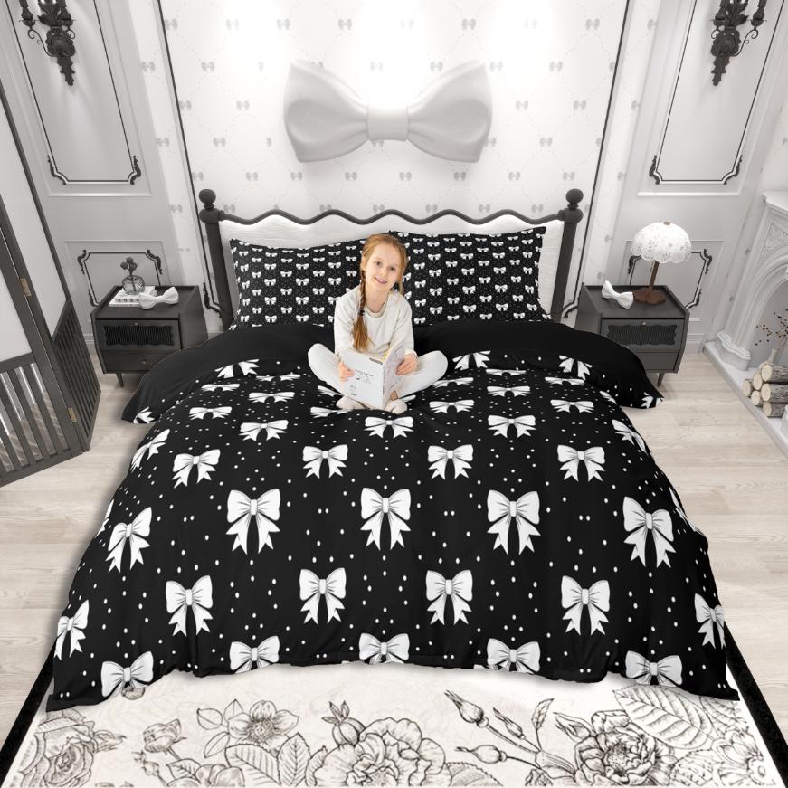 Comforter Homewish Girls Bow Bowtie Bow Knot Ribbon Bedding Setcolorful Glitter Print Bed Set For Princess